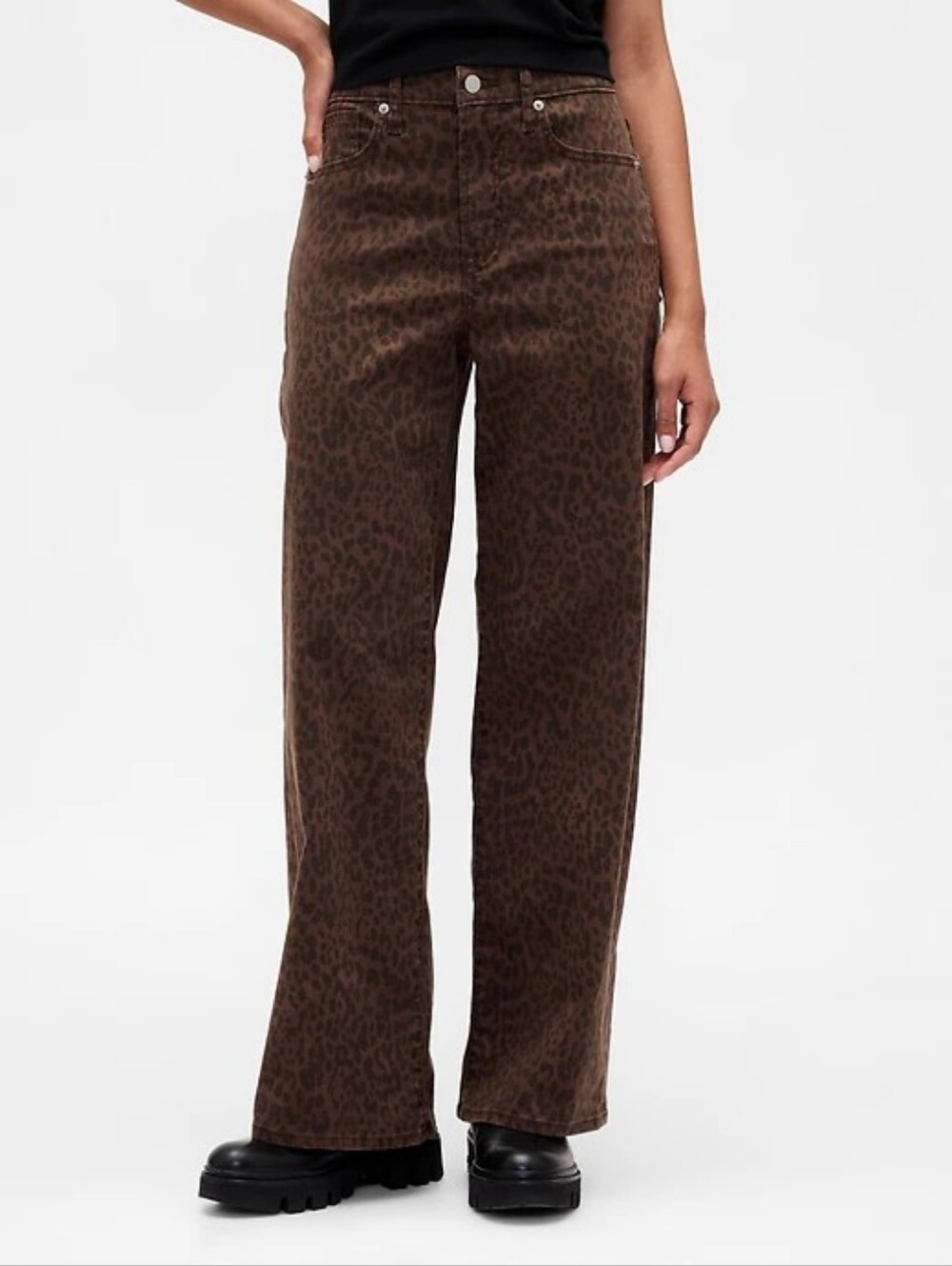 NWT GAP Leopard High Rise Print Wide-Leg Jeans Size 10/30